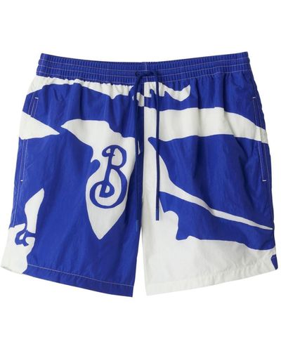 Burberry Abstract-print Swim Shorts - Blue