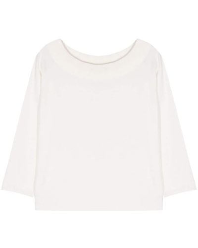 Roberto Collina Off-shoulder Knitted Top - White