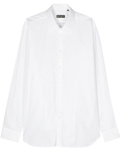 Corneliani Patterned-jacquard Cotton Shirt - White