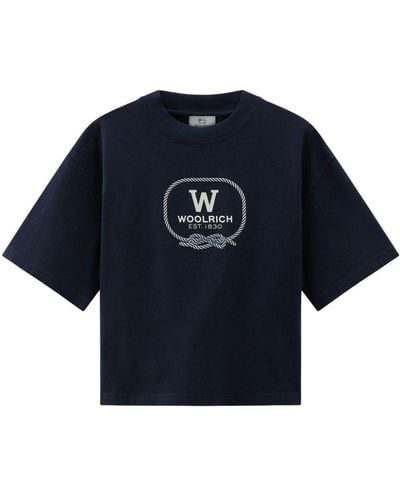 Woolrich Katoenen T-shirt Met Logoprint - Blauw