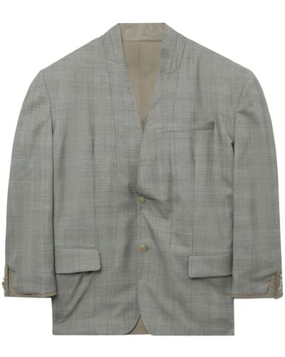 Hed Mayner Checked Single-breasted Blazer - Grey