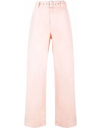 Jil Sander Belted Cotton Pants - Pink