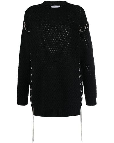 GIUSEPPE DI MORABITO Open-knit Merino-cashmere Sweater - Black