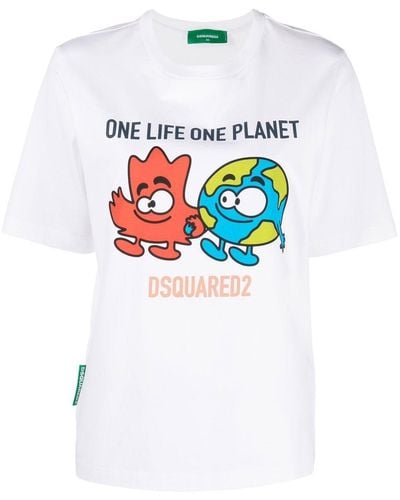 DSquared² T-shirt en coton à imprimé graphique - Blanc