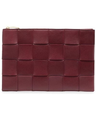 Bottega Veneta Intrecciato Clutch Met Rits - Paars