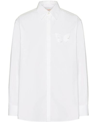 Valentino Garavani Katoenen Overhemd Met Vlinderpatch - Wit