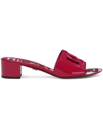 Dolce & Gabbana Bianca Dg-logo Mules - Red