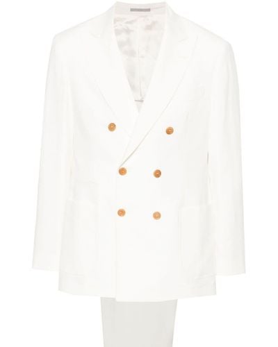 Brunello Cucinelli Linen Double-breasted Suit - White