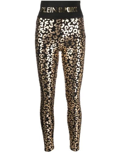 Philipp Plein Leopard-print Cotton leggings - Black
