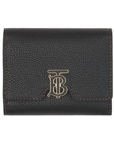 Burberry Monogram Grained Leather Wallet - Black
