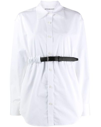 Alexander Wang Belted Cotton Tunic Shirt - White