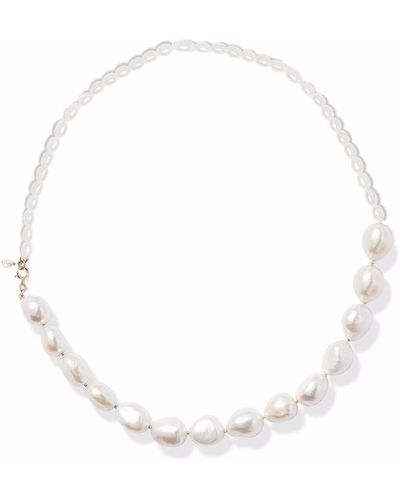 POPPY FINCH 14kt Yellow Gold Two Size Pearl Necklace - Metallic