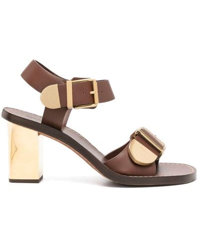 Chloé Rebecca 75mm Leather Sandals - Brown