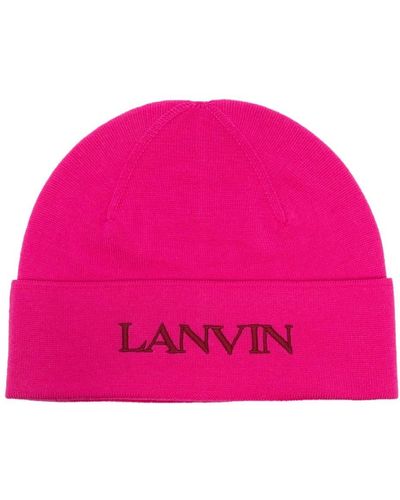 Lanvin Logo-embroidered Wool Beanie - Pink