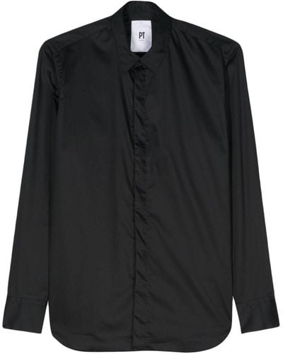 PT Torino Cotton Satin Shirt - Black