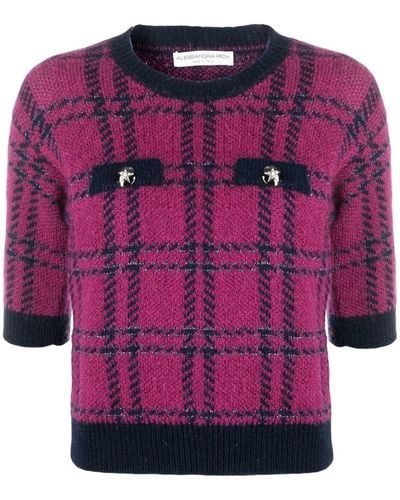 Alessandra Rich Crew-neck Short-sleeve Sweater - Purple