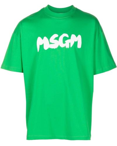 MSGM T-Shirt mit Logo-Print - Grün