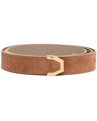 Agnona Engraved-logo Leather Belt - Brown