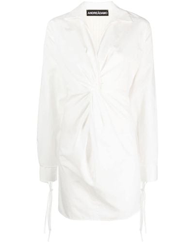 ANDREADAMO Langärmeliges Hemdkleid - Weiß