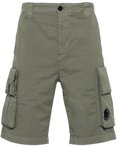 C.P. Company Lens-detail Cotton Cargo Shorts - Green