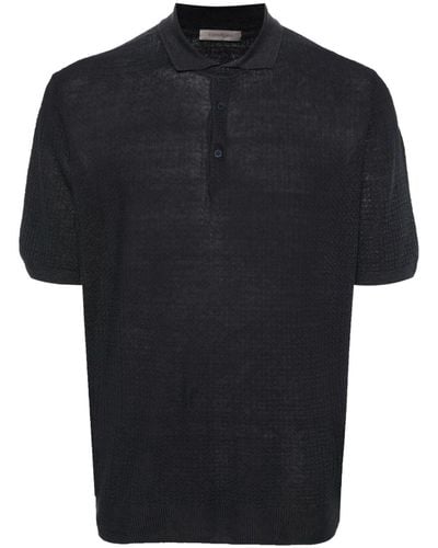 Corneliani Short-sleeve Linen Polo Shirt - Black