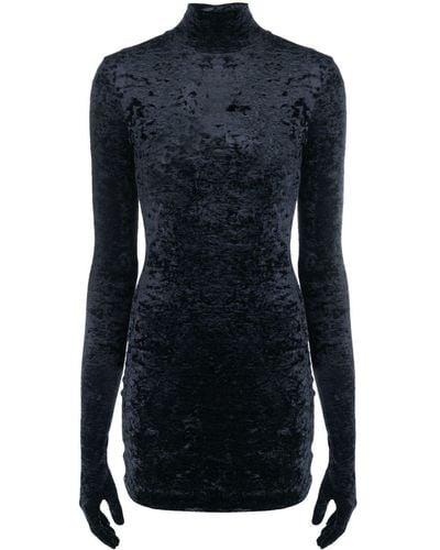 Vetements Velvet Mini Dress - Blue