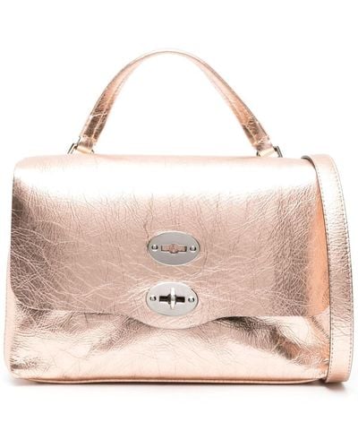 Zanellato Small Postina Metallic Leather Tote Bag - Pink