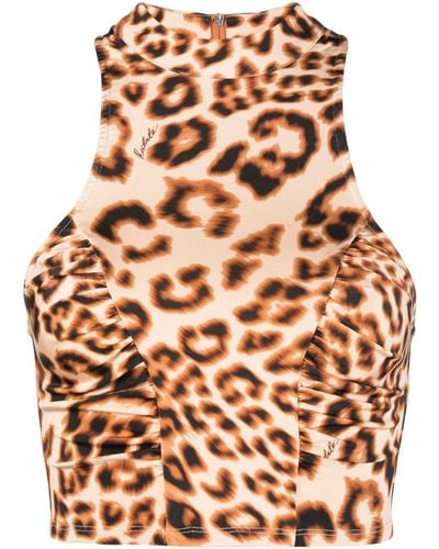 ROTATE BIRGER CHRISTENSEN Leopard-pattern Crop Top - Brown