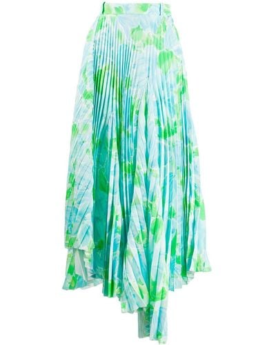 Balenciaga Dynasty Floral-print Pleated Skirt - Green