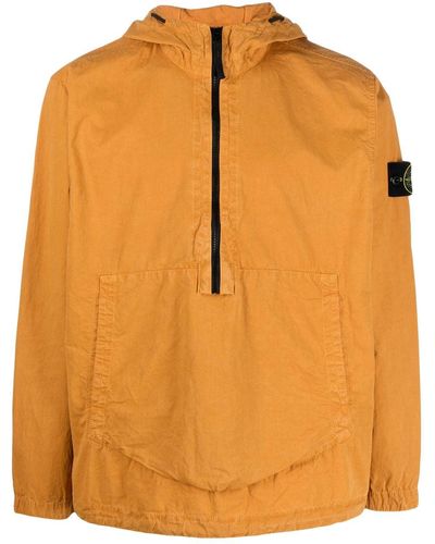 Stone Island 103wn Hooded Cotton Overshirt - Orange