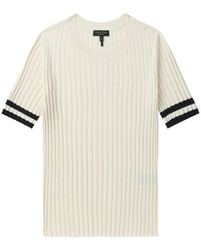 Rag & Bone T-Shirt aus geripptem Strick - Weiß