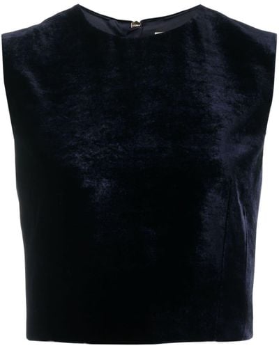 Fendi Velour Cropped Tank Top - Black