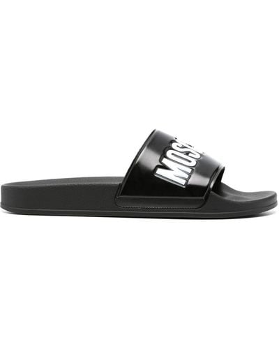 Moschino Logo-debossed Open-toe Slides - Black