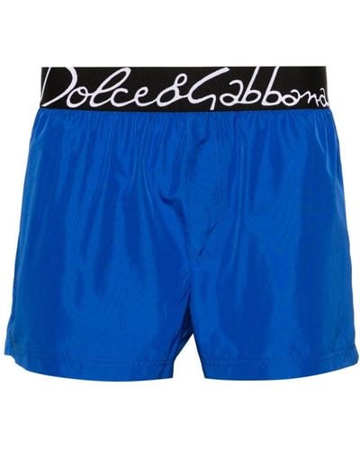 Dolce & Gabbana Badeshorts mit Logo-Bund - Blau