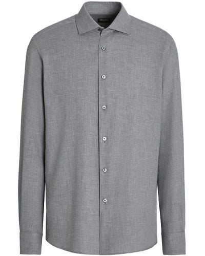 Zegna Cashco Cotton-cashmere Shirt - Grey