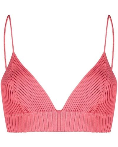 Ambush Ribbed-knit Slip-on Bralette - Pink