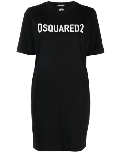 DSquared² Logo-print Cotton T-shirt Dress - Black