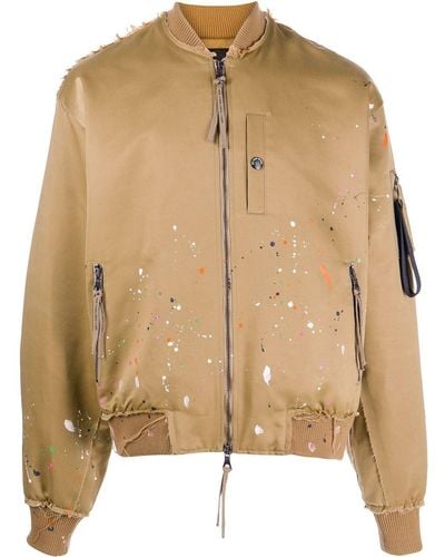 Mostly Heard Rarely Seen Ma-1 Paint-splattered Bomber Jacket - Natural