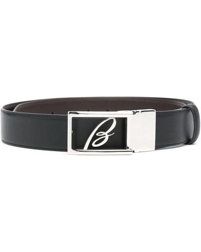 Brioni Logo-buckle Reversible Belt - Black