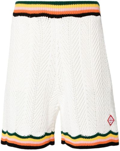 Casablancabrand Striped Chevron-knit Shorts - White