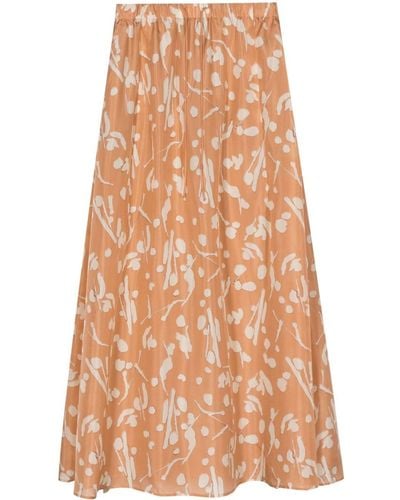 Alysi Abstract-print Silk Maxi Skirt - Orange