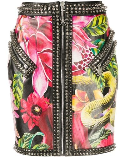 Philipp Plein Floral-print Mini Skirt - Multicolour