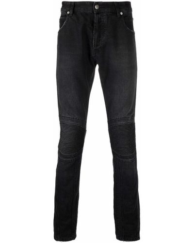 Balmain Jeans skinny con ricamo - Nero