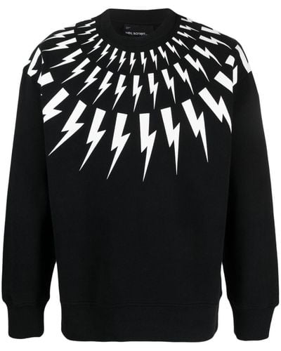 Neil Barrett Thunderbolt-print Cotton Sweatshirt - Black