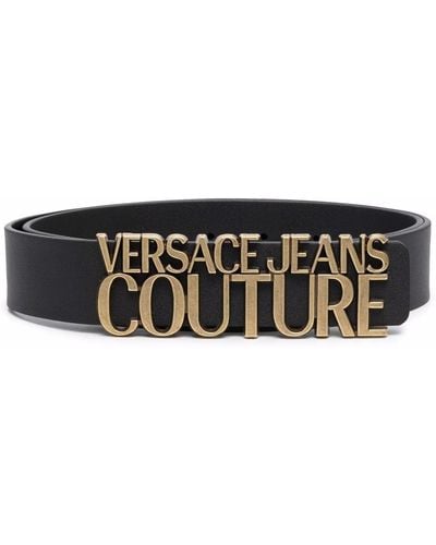 Versace Jeans Couture ヴェルサーチェ・ジーンズ・クチュール ロゴバックル ベルト - ブラック