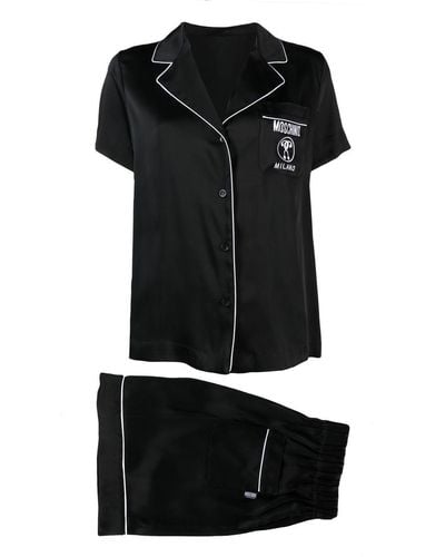 Moschino Pyjama Met Geborduurd Logo - Zwart