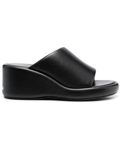 Balenciaga Logo-print Wedge Sandals - Black