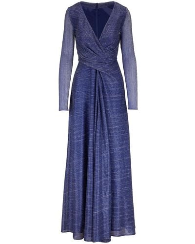 Talbot Runhof Metallic-effect V-neck Dress - Blue