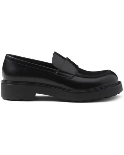 Prada Penny-slot Leather Loafers - Black