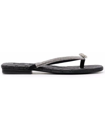 Philipp Plein Crystal Skull Flip Flops - Black